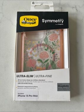 OtterBox Symmetry Series Clear Floral iPhone 15 Pro Max Case - Pink Floral